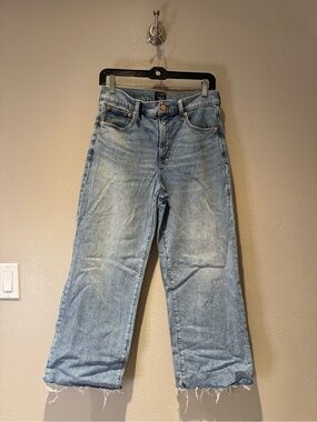 J.Crew Wide-Leg Crop Light Wash Raw Hem Jeans Size 27